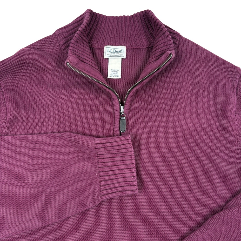 LL Bean Quarter Zip Sweater Mens XL Tall Burgundy Preppy Classic